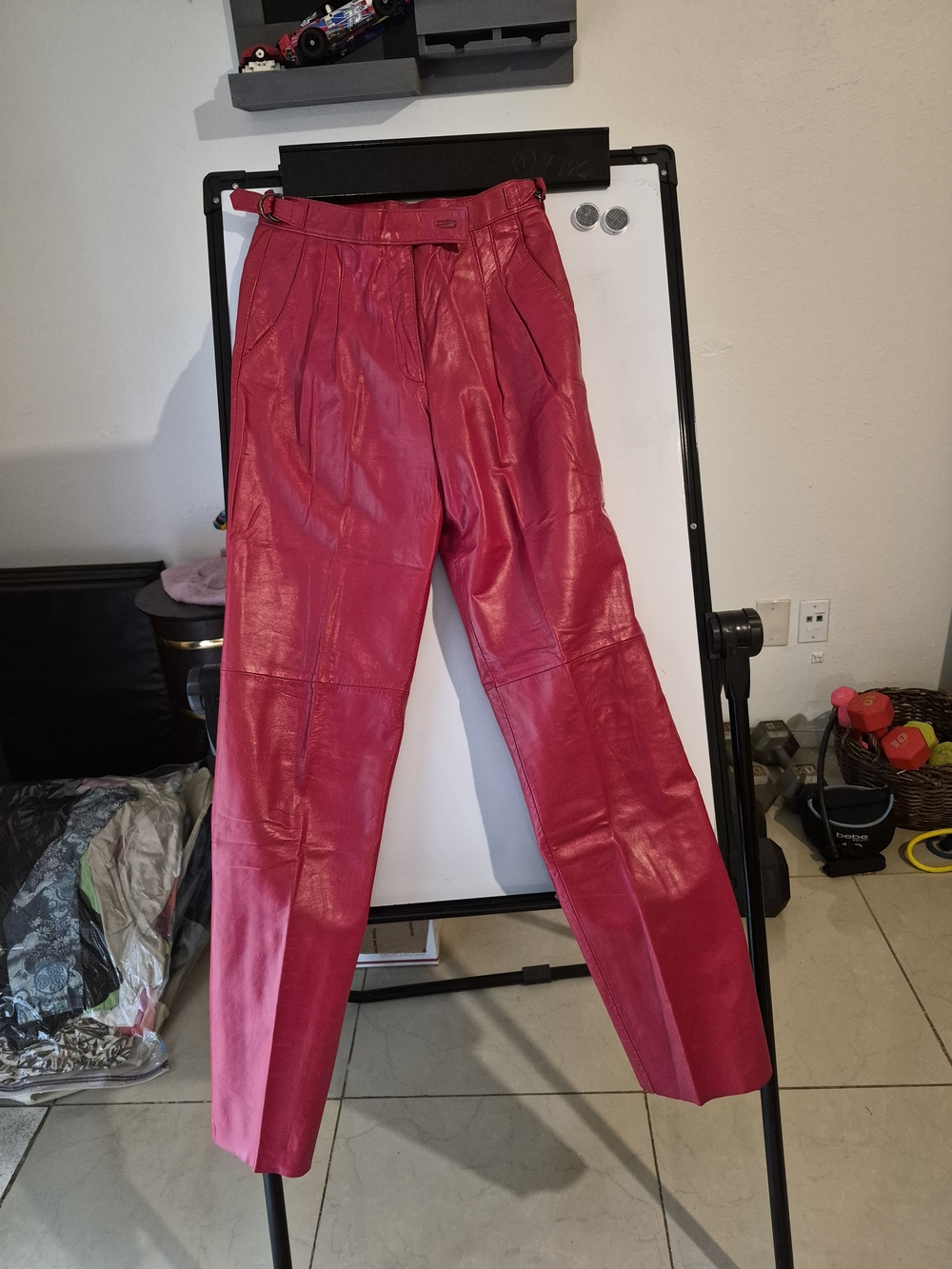 Wilsons Leather Hot Pink Leather Jacket and Pants Set with Contrast Piping - Picture 6 of 12